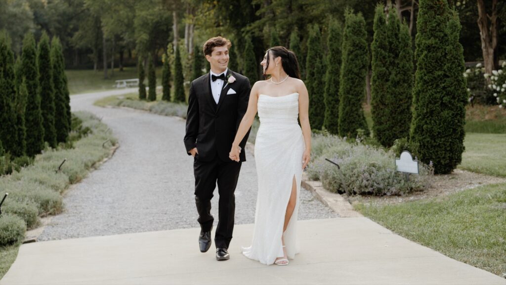 Bride groom walking in Cincinnati park